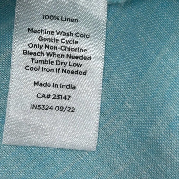Talbots women’s 3X linen long sleeve shirt roll tab pullover tunic top aqua blue - Picture 12 of 12